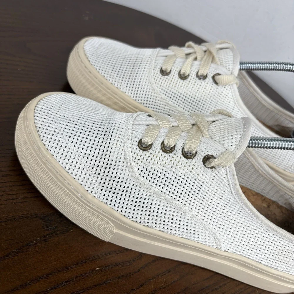 Soludos Shoes Women's 8 White Mesh Comfort Platform Sneaker Lace Up‎ Cork Insole